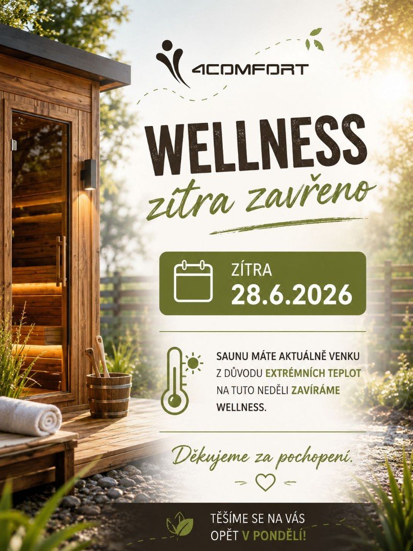 V NEDĚLI 28.6.2026 JE WELLNESS ZAVŘENO!